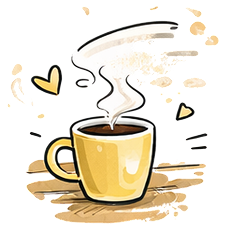 Illustration einer Tasse mit dampfendem Kaffee